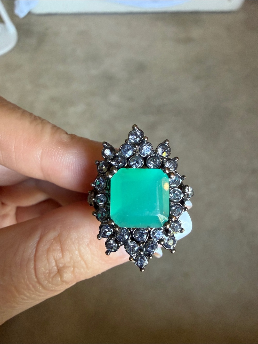 Emerald Green Statement Cocktail Ring - Women Jewelry